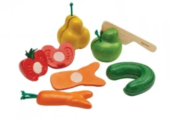 Snijsetje krom fruit en groente, rubberhout, 18m+