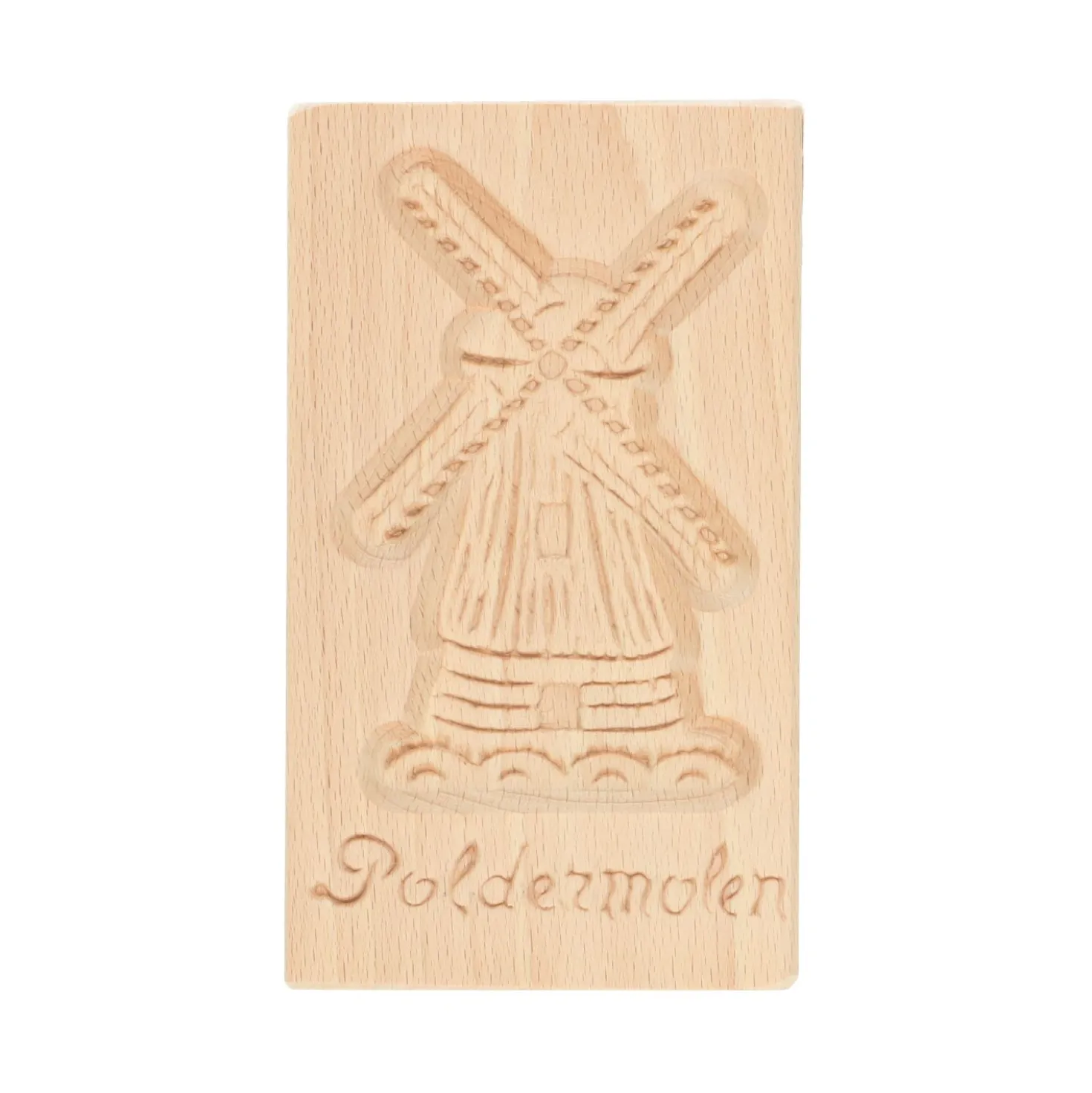 Speculaasplank, poldermolen, beukenhout, 15 x 9 cm