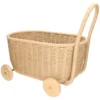 Speelgoedwagen, papercord, metaal, rubberhout