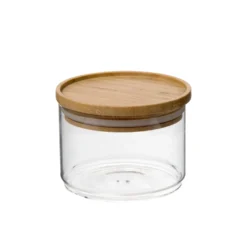 Stapelpot, glas en bamboe, 370 ml