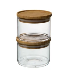 Stapelpot, glas en bamboe, 370 ml