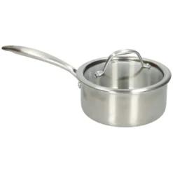 Steelpan met glazen deksel, 3-laags, rvs, PFAS-vrij, Ø16 cm
