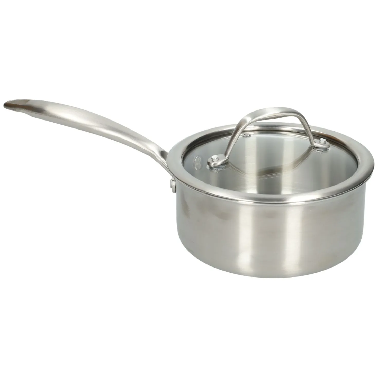 Steelpan met glazen deksel, 3-laags, rvs, PFAS-vrij, Ø16 cm