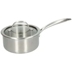 Steelpan met glazen deksel, 3-laags, rvs, PFAS-vrij, Ø16 cm