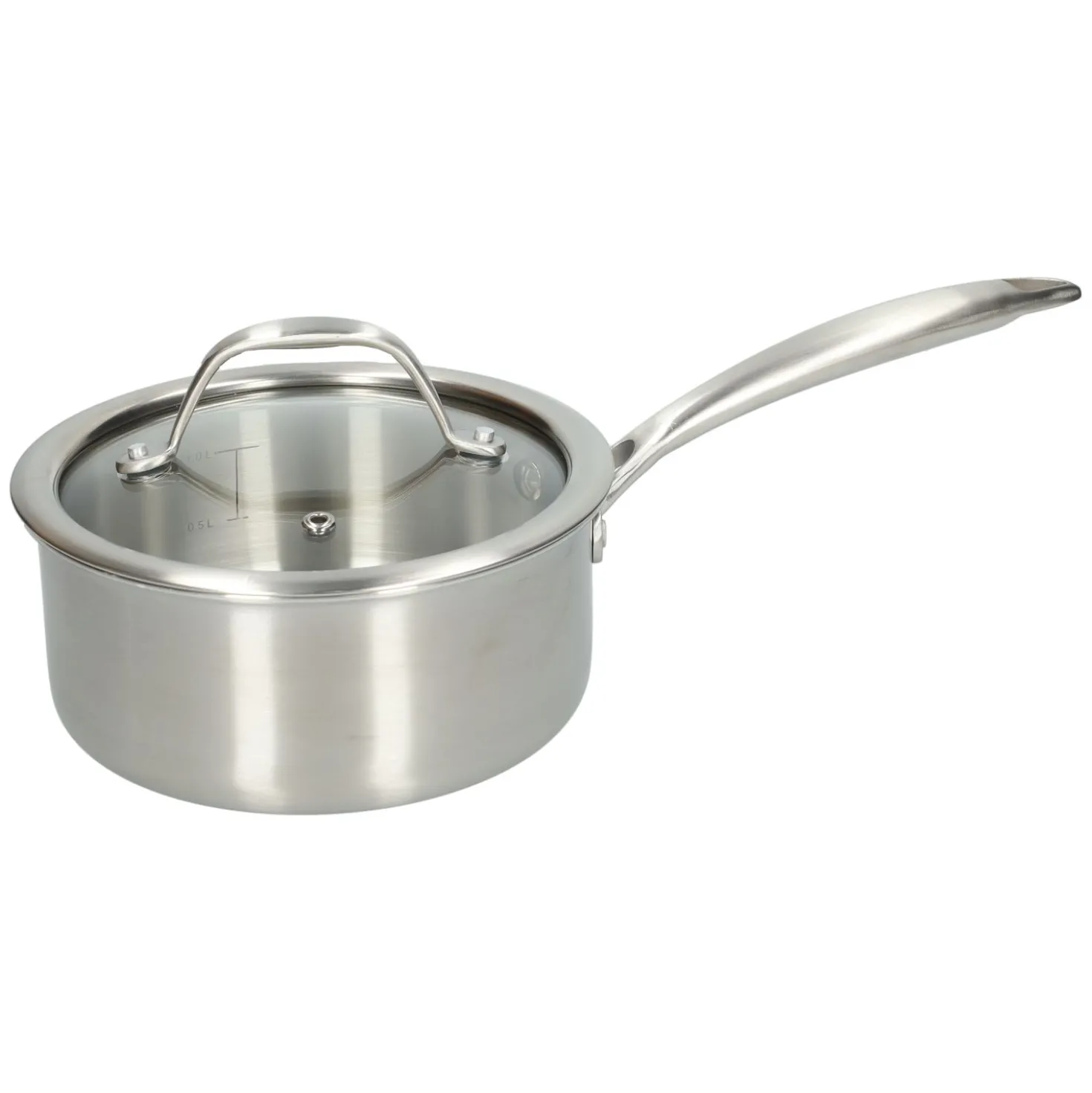 Steelpan met glazen deksel, 3-laags, rvs, PFAS-vrij, Ø16 cm