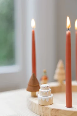 Stekers voor jaarring, Feest!, hout, set van 4