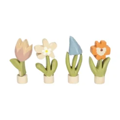 Stekers voor jaarring, hout, bloemen, set van 4