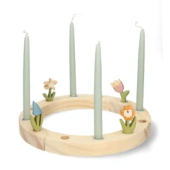Stekers voor jaarring, hout, bloemen, set van 4