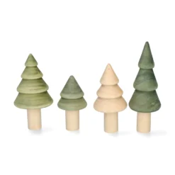 Stekers voor jaarring, hout, bomen, set van 4