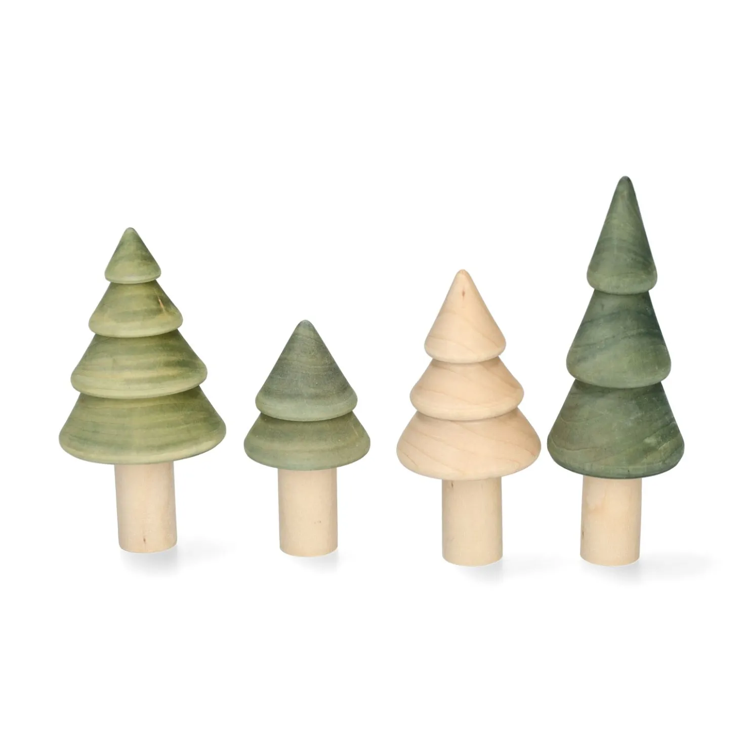 Stekers voor jaarring, hout, bomen, set van 4