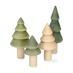 Stekers voor jaarring, hout, bomen, set van 4