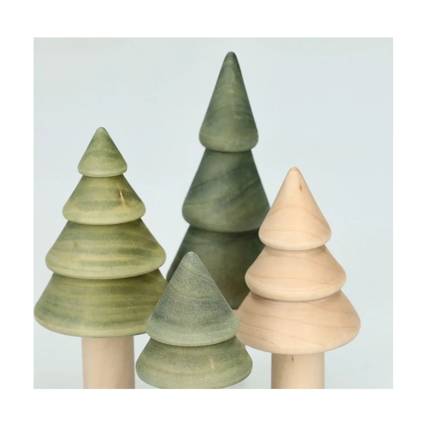 Stekers voor jaarring, hout, bomen, set van 4