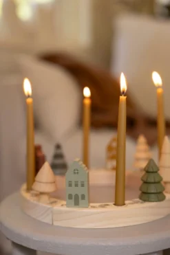 Stekers voor jaarring, hout, huisjes, set van 5