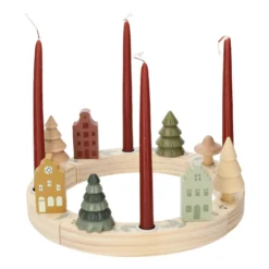 Stekers voor jaarring, hout, huisjes, set van 5