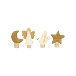 Stekers voor jaarring, hout, kerst, set van 4