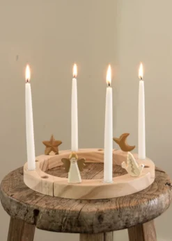 Stekers voor jaarring, hout, kerst, set van 4