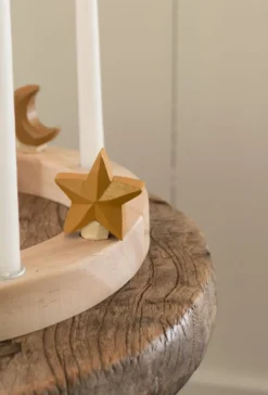 Stekers voor jaarring, hout, kerst, set van 4