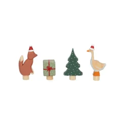 Stekers voor jaarring, hout, kerstmis, set van 4