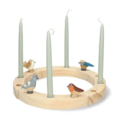 Stekers voor jaarring, hout, vogels, set van 4