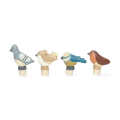 Stekers voor jaarring, hout, vogels, set van 4