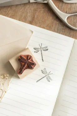 Stempel, berkenhout, libelle, 3,5 x 3,5 cm