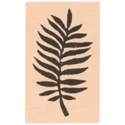 Stempel, berkenhout, varen, 7 x 4,3 cm