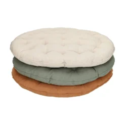 Stoelkussen rond, bio-katoen, kiezel, Ø40 cm