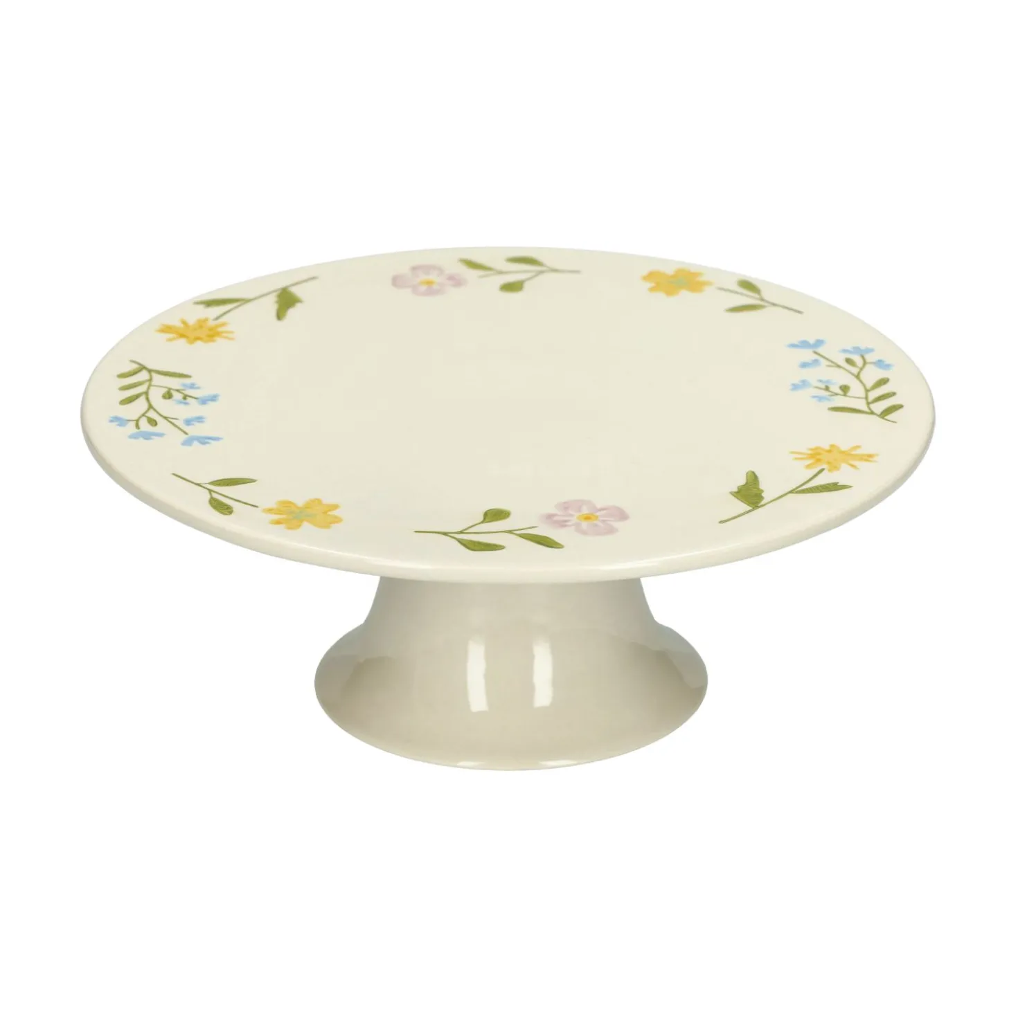 Taartplateau, steengoed, wilde bloemen, Ø 25 cm x 9,5 cm