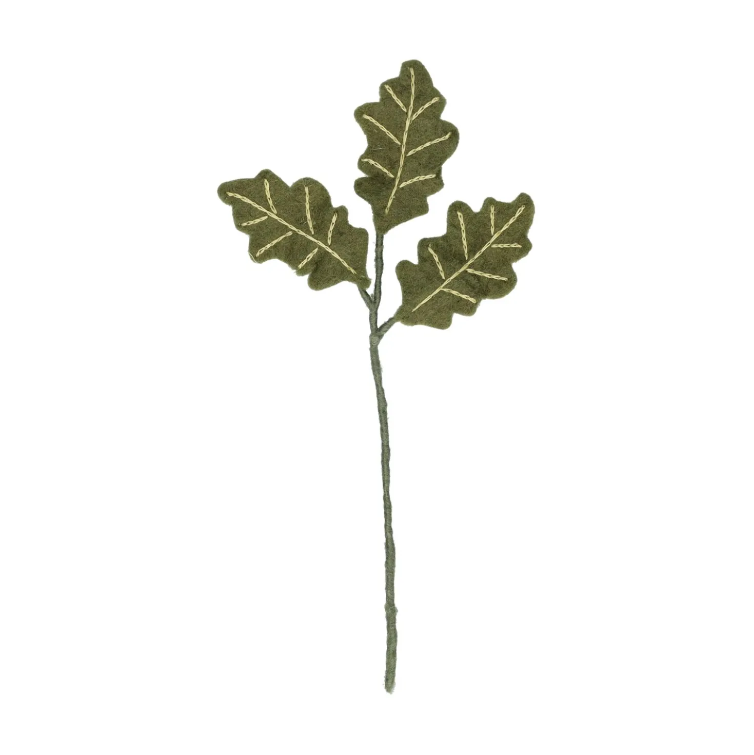 Tak met eikenblad, vilt, groen, 28 cm