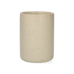 Tandenborstelbeker, beige spikkel, keramiek