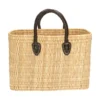 Tas, pitrusgras, bruin lederen hengsel, middel