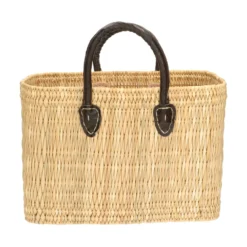 Tas, pitrusgras, bruin lederen hengsel, middel
