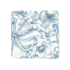 Theedoek, bio-katoen, blauwe bloemen, 50 x 70 cm