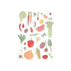 Theedoek, bio-katoen, fruit en groente 50 x 70 cm