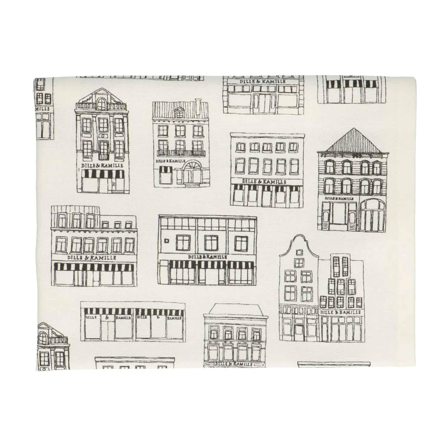 Theedoek, bio-katoen, wit met zwarte geveltjes, 50 x 70 cm