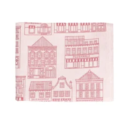 Theedoek, katoen, wit/rood met gevelmotief