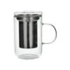 Theeglas met filter en deksel/uitlekschaaltje, hittebestendig glas en rvs, 550 ml