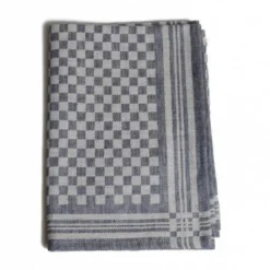 Thee-/glazendoek, linnen/katoen, blauw ruitje