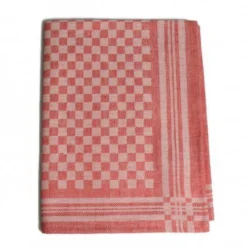 Thee-/glazendoek, linnen/katoen, rood ruitje
