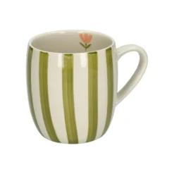 Theemok, steengoed, groen gestreept, Ø 9,5 cm
