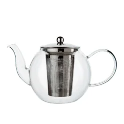 Theepot met theezeefje, bol, glas, 1,2 l