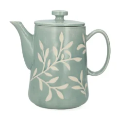 Theepot, steengoed, blauw, takjes, 1 liter