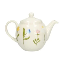 Theepot, steengoed, wilde bloemen, 1,3 liter
