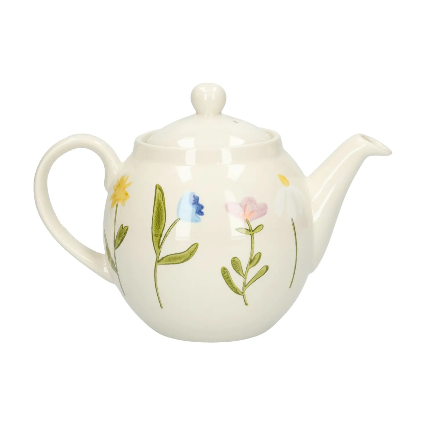 Theepot, steengoed, wilde bloemen, 1,3 liter