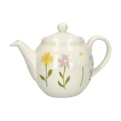 Theepot, steengoed, wilde bloemen, 1,3 liter