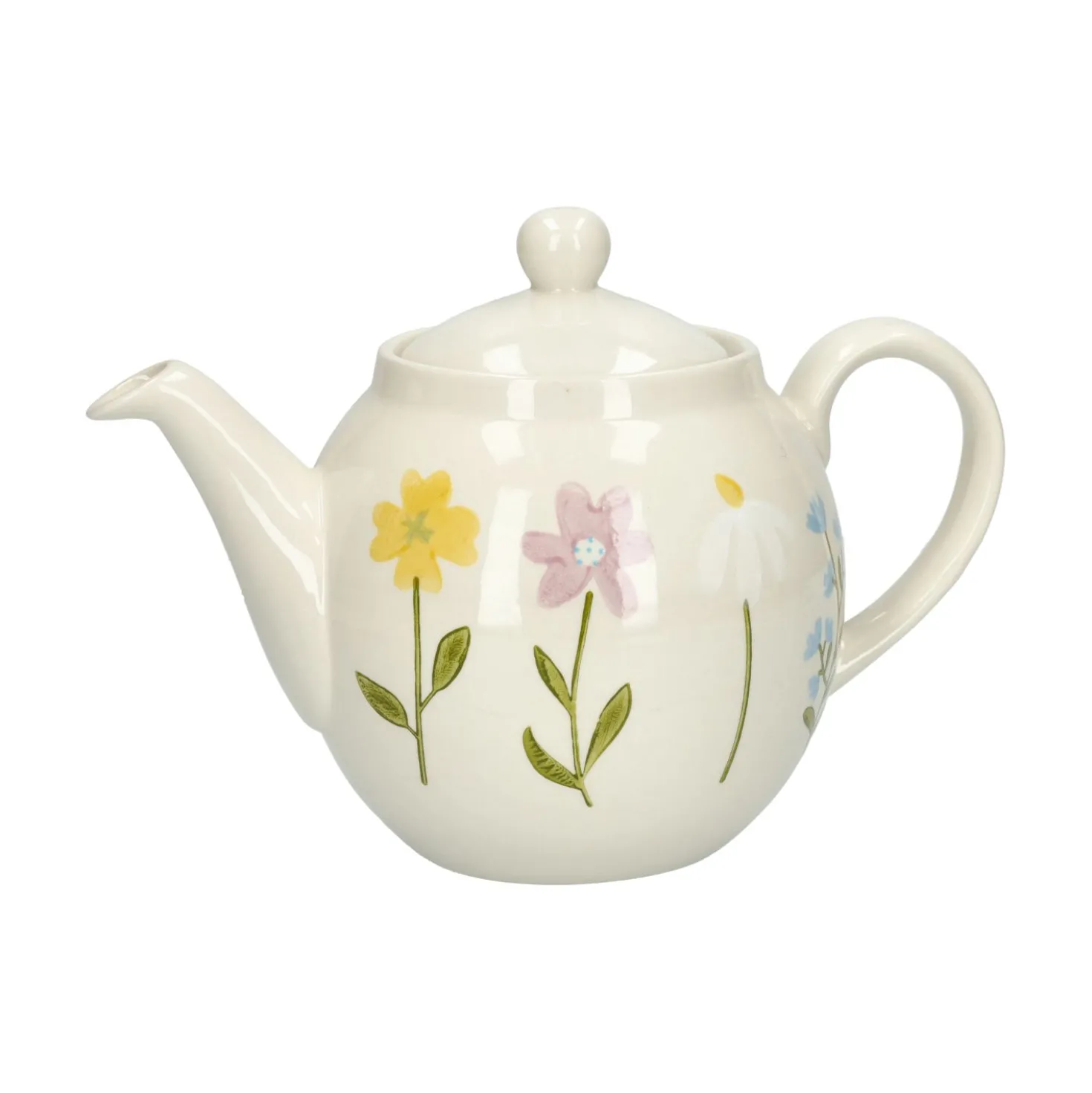 Theepot, steengoed, wilde bloemen, 1,3 liter