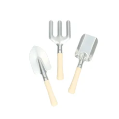 Tuingereedschapset kind, zink en hout, 3-delig, 3+