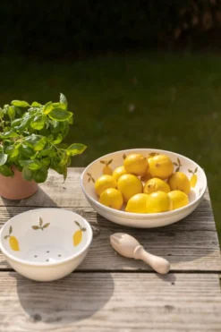 Uitlekbakje fruit, aardewerk, citroenen, Ø18 cm