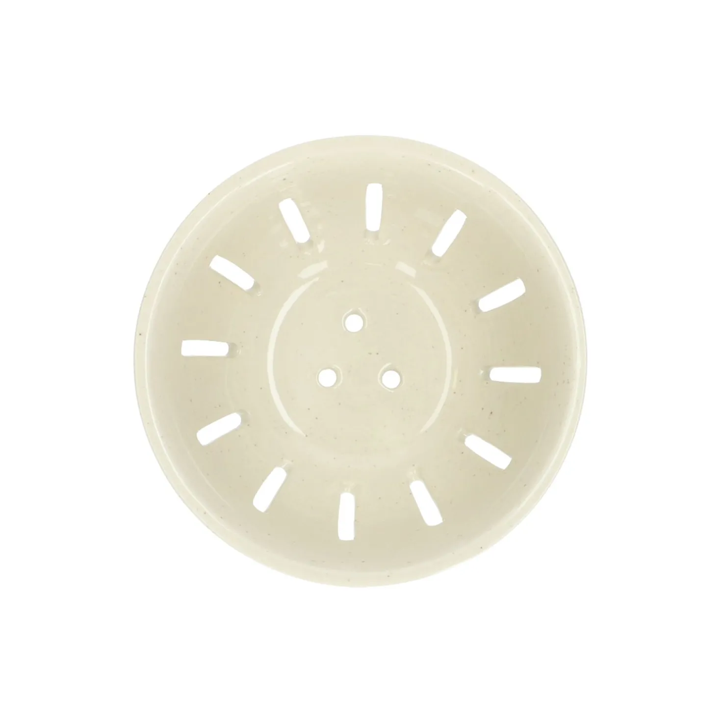 Uitlekbakje fruit, steengoed, beige, spikkel, Ø 14 cm