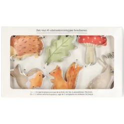 Uitsteekvormen, recycled rvs, set van 6 bosdieren